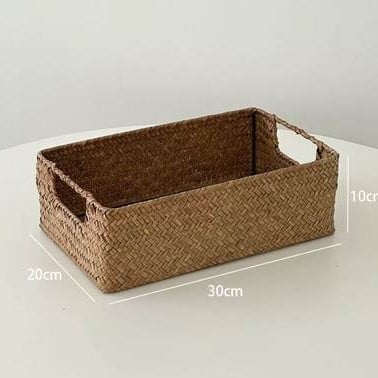 Pastoralno pleteni koš za pohranu, vintage stil; materijal: pleteni od rotanga; namjena: kozmetika, nakit, olovke i bilježnice