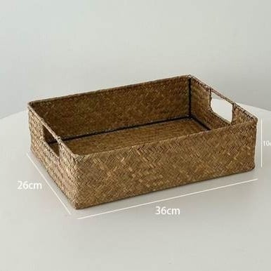 Pastoralno pleteni koš za pohranu, vintage stil; materijal: pleteni od rotanga; namjena: kozmetika, nakit, olovke i bilježnice