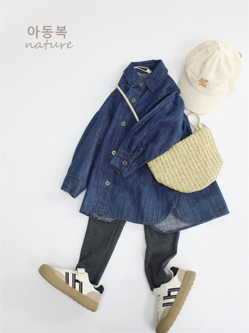 Cardigan din denim pentru copii, stil coreean, guler rever, mâneci lungi, 95% material denim, potrivit pentru primăvară-vară-toamnă