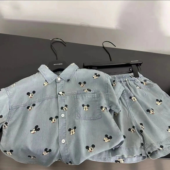 Laste džinsist särk ja lühikeste pükste komplekt – kaheosaline komplekt, suvine igapäevane riietus poistele, vanusevahemik 3–8 aastat, džinsi ja puuvillase segu (60% puuvill)