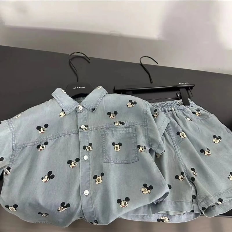 Laste džinsist särk ja lühikeste pükste komplekt – kaheosaline komplekt, suvine igapäevane riietus poistele, vanusevahemik 3–8 aastat, džinsi ja puuvillase segu (60% puuvill)