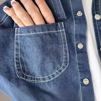 Vaikų ilgomis rankovėmis marškiniai Korejiško stiliaus, apykaklė su lapeliu, 60% medvilnės, skirti 3–8 metų vaikams