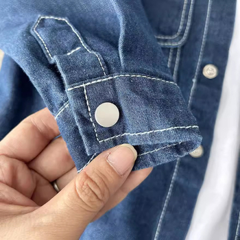 Vaikų ilgomis rankovėmis marškiniai Korejiško stiliaus, apykaklė su lapeliu, 60% medvilnės, skirti 3–8 metų vaikams