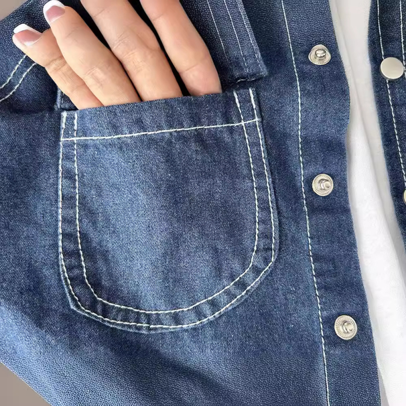 Vaikų ilgomis rankovėmis marškiniai Korejiško stiliaus, apykaklė su lapeliu, 60% medvilnės, skirti 3–8 metų vaikams