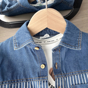 Korea-stiilis laste särk, lapel-kaelaga, 65% puuvill, vanuses 3–8 aastat