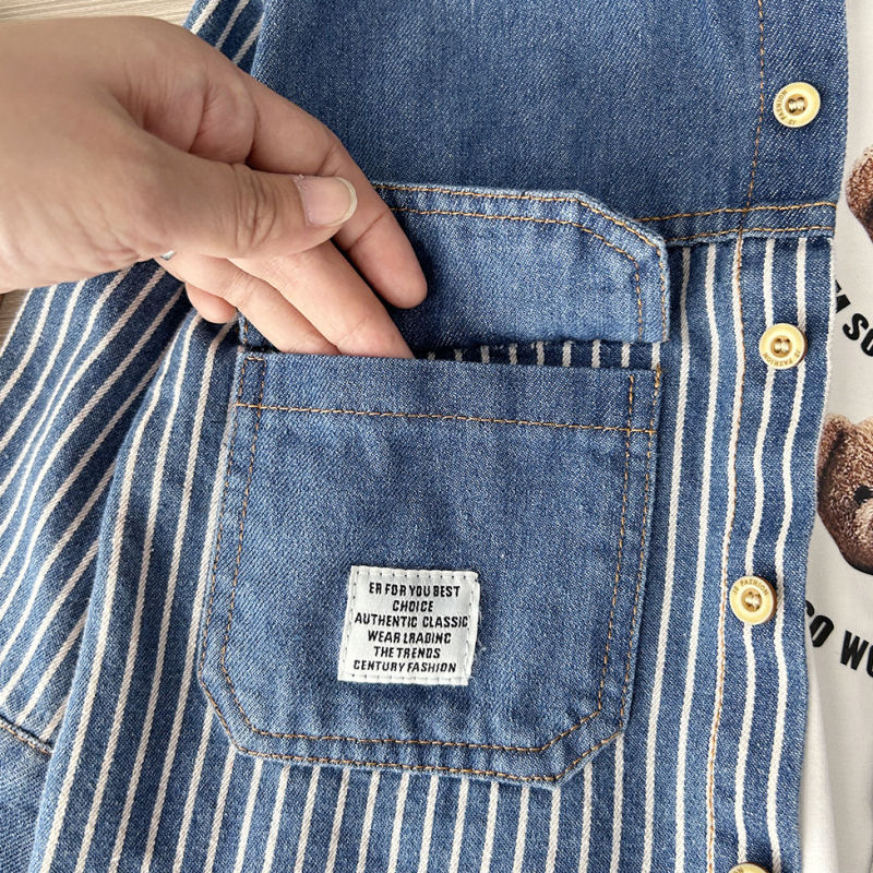 Korea-stiilis laste särk, lapel-kaelaga, 65% puuvill, vanuses 3–8 aastat