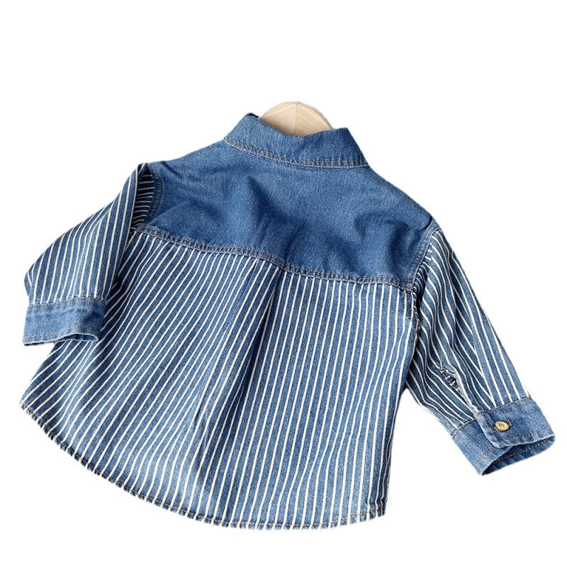 Korea-stiilis laste särk, lapel-kaelaga, 65% puuvill, vanuses 3–8 aastat