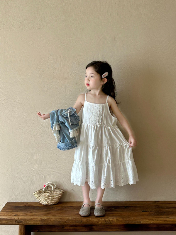 Džinsinė striukė su nėriniais mergaitėms, korėjietiško stiliaus, 80% medvilnė, ruduo 2025