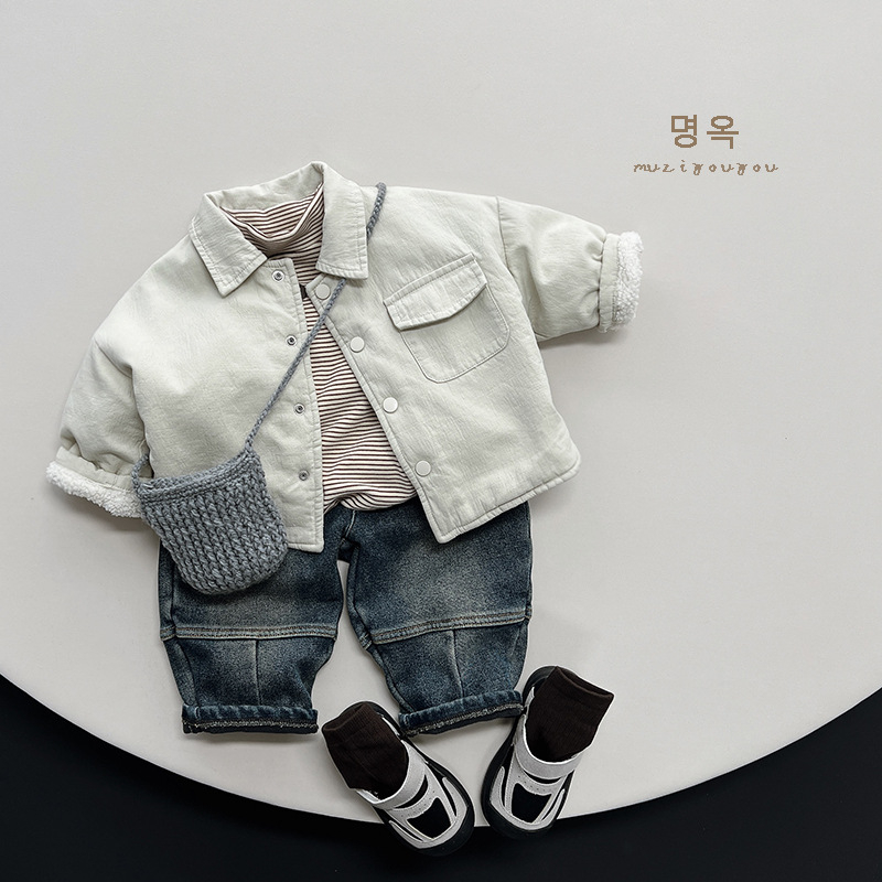 Laste džinsid fleece voodriga, Korea stiilis, keskmine talje, 97% puuvill, vanus 3-8 aastat.