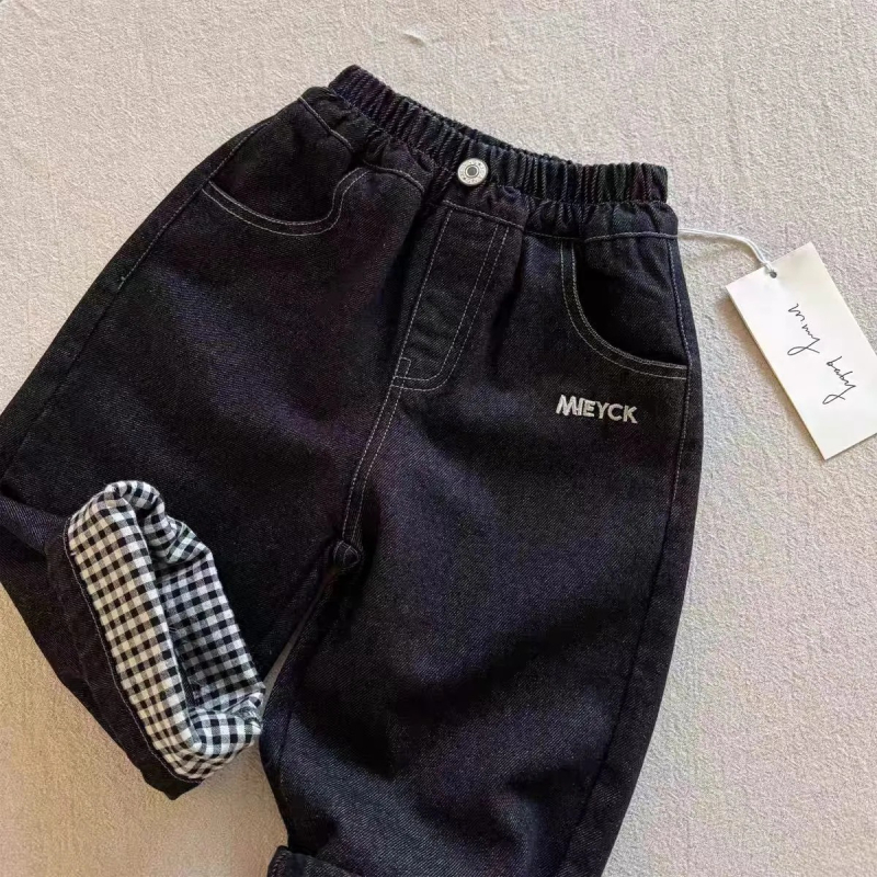 Laste džinsipüksid, Korea stiilis, igapäevane, 60% puuvillane džin, elastne topelt vöö, 3–8-aastastele