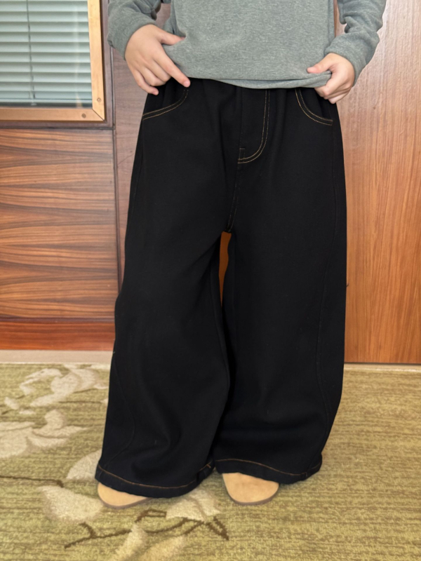 Laste denimpüksid poistele, laiad sääred, fleecevooder, mikroelastsed, 3–8 aastat