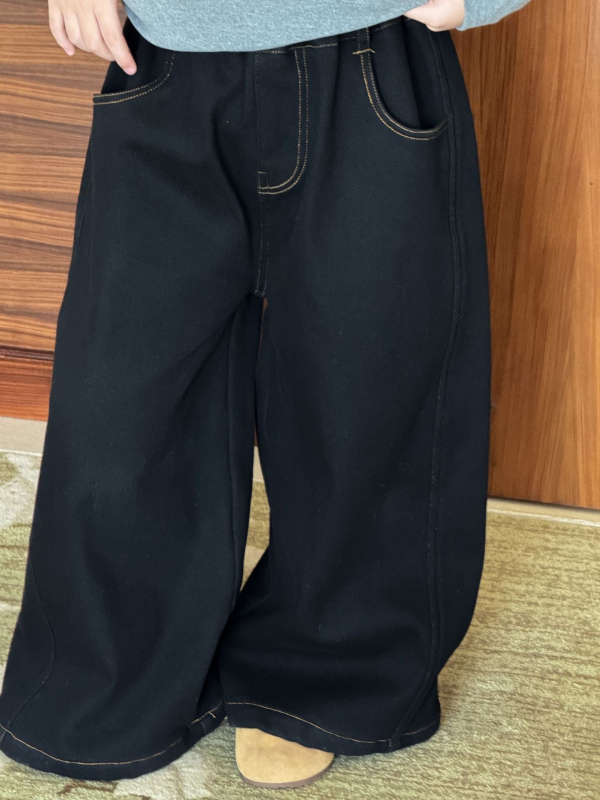 Laste denimpüksid poistele, laiad sääred, fleecevooder, mikroelastsed, 3–8 aastat