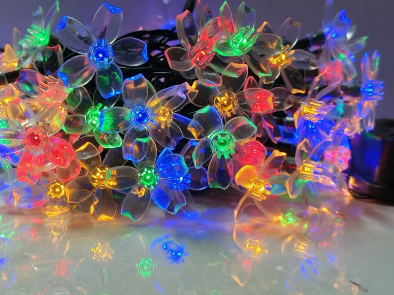 Saulės energijos lauko LED virvų šviesos, gėlių formos, IP44, Modelis 112, Įėjimo įtampa ≤36V