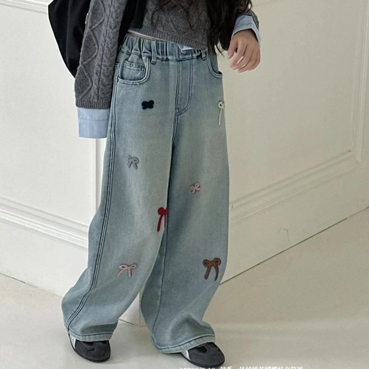 Laste džinni püksid, Korea stiilis, kõrge vöökoht elastse vöögaga, talv, sobib 8+ aastastele (üle 140 cm)