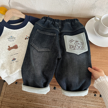 Berniški žieminiai džinsai su fleece įdaila, elastiniai, švelnus paviršius, 100% džins, vidutinio juosmens, užtrauktukas