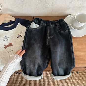 Berniški žieminiai džinsai su fleece įdaila, elastiniai, švelnus paviršius, 100% džins, vidutinio juosmens, užtrauktukas