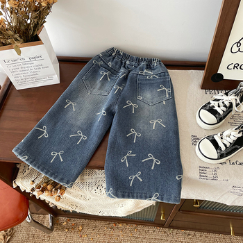 Laste džinsid fleece voodriga, Korea stiilis, paelaga, 65% puuvillasegu, vanustele 3-8 aastat, sügis-talv