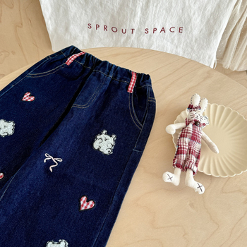 Dječje traperice širokih nogavica, korejski stil, 90% pamuk, mekana obrada, za uzrast 3–8 godina, jesen