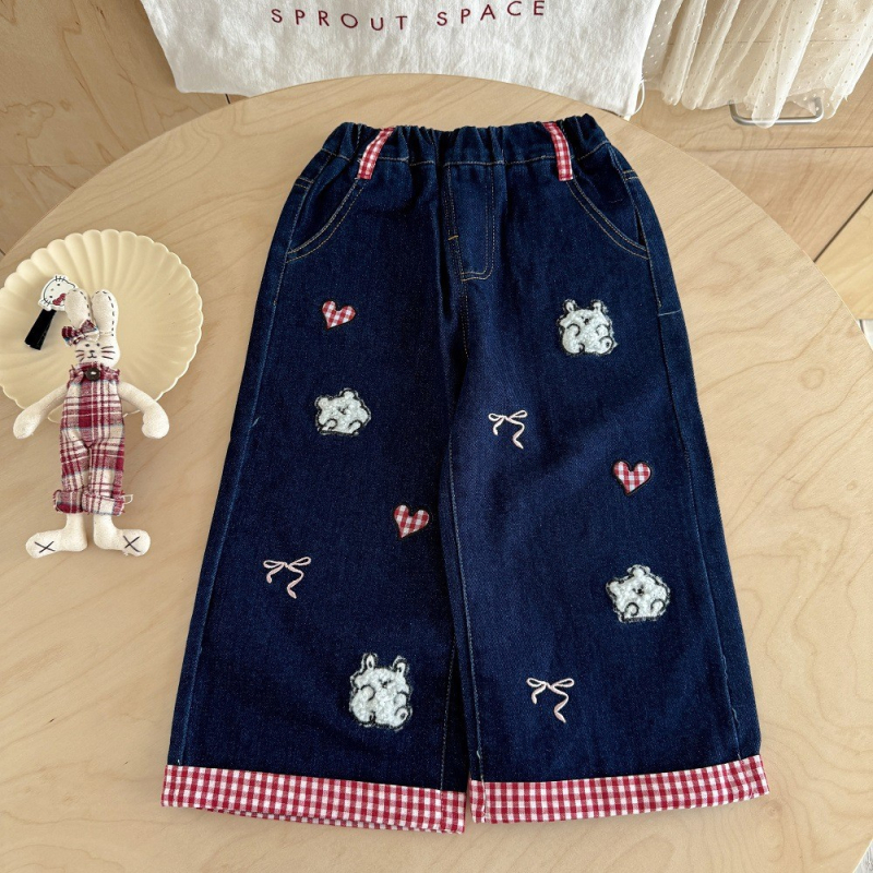 Dječje traperice širokih nogavica, korejski stil, 90% pamuk, mekana obrada, za uzrast 3–8 godina, jesen