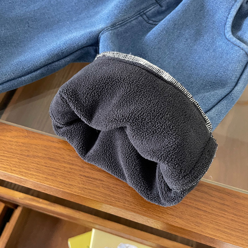 Jeansi pentru fete cu model cartoon, 55% bumbac în amestec, talie medie cu bandă elastică, finisaj moale, Toamnă-Iarnă 2025