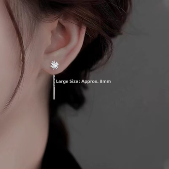 Auskarai: žiedo formos Dandelion Tassel; Medžiaga: baltas varis, padengtas storu sidabru; Moterims; Paprastas stilius; Vasaros 2025 leidimas