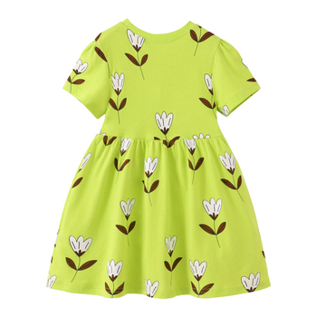 Dječja haljina od 95% pamuka, životinjski uzorak, panelna suknja, za djecu 3–8 godina