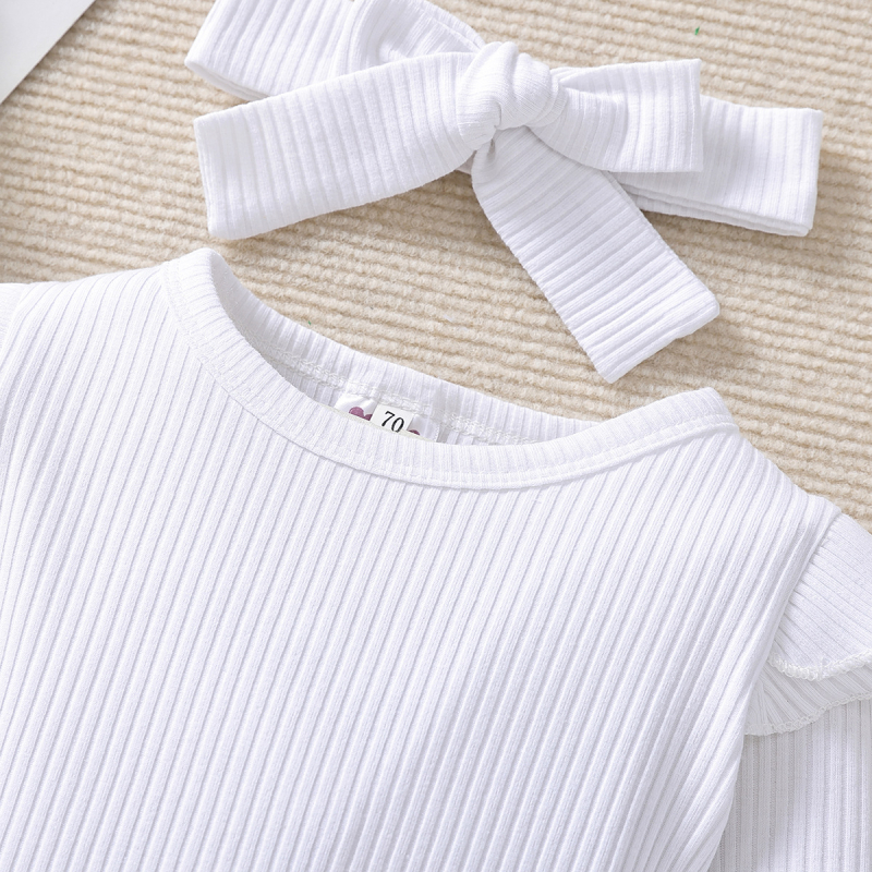 Dječji dvodjelni set: dugi rukav romper i denim suknja s trakovima, 95% poliester s pamukom, jednobojan, uzrast 1–3 godine, proljeće i jesen