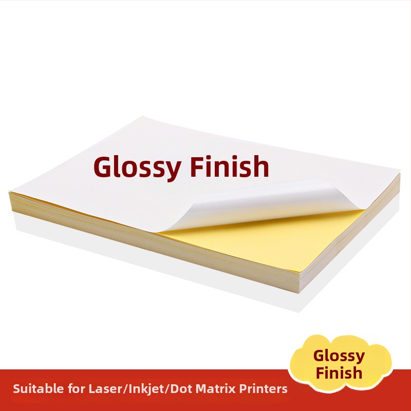 Taisnstūra A4 pašlīmējošā etiķešu lapa noliktavām, pārklāts materiāls ar dzeltenu aizmuguri, temperatūras izturība -30 līdz 150°C