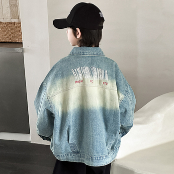 Fiúknak szóló denim kabát, tavasz, koreai stílus, középhosszú, hosszú ujjú