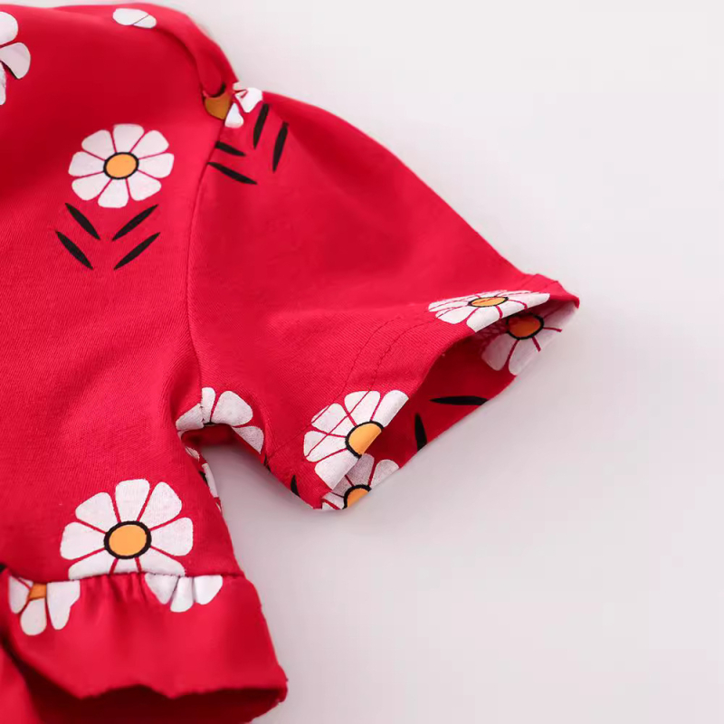 Dječja haljina s životinjskim uzorkom i volanima, pamuk tkanina (Pamuk; 95% pamuk; meka završna obrada)