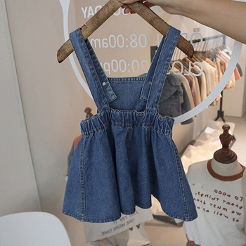 Koreanskog stila denim haljina s naramenicama za djevojčice, glavni materijal: 90% pamuk