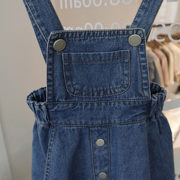 Koreanskog stila denim haljina s naramenicama za djevojčice, glavni materijal: 90% pamuk