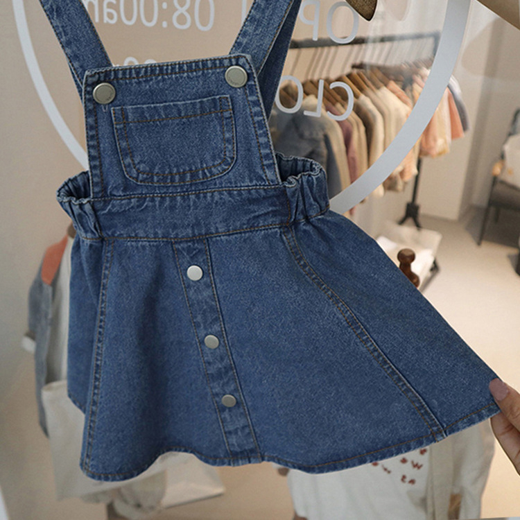 Koreanskog stila denim haljina s naramenicama za djevojčice, glavni materijal: 90% pamuk