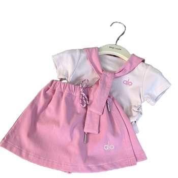 Koreai stílusú gyerekeknek szánt két darabos készlet: rövid ujjú hímzett felső és pamut culottes, nyár 2025, 3-8 éveseknek