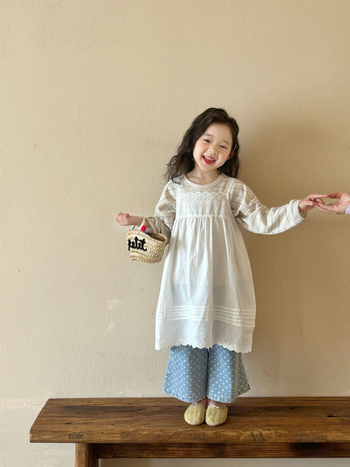 Dječja haljina u korejskom stilu od pamuka, s floralnim uzorkom, 80% pamuka, silueta princeze