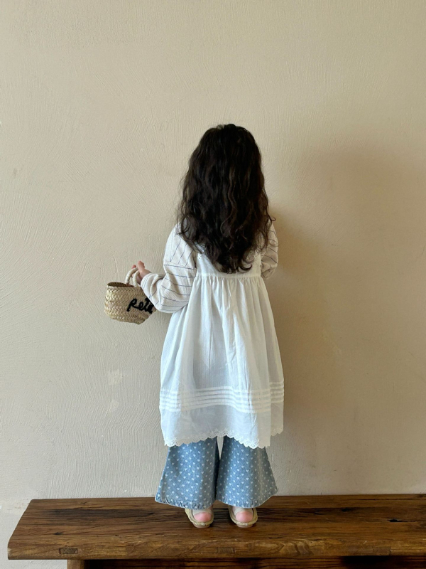 Dječja haljina u korejskom stilu od pamuka, s floralnim uzorkom, 80% pamuka, silueta princeze