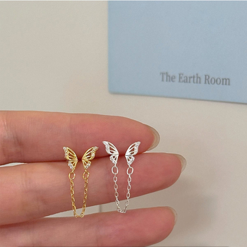 Auskari no 925 sudraba ar tauriņa motīvu un kulšu akcentiem, nišas modes stils sievietēm