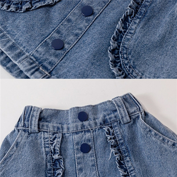 Mergaitėms džinsu A linijos sijonas Korėjos stiliuje, 90% medvilnė, vasara 2025