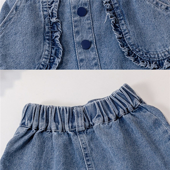 Mergaitėms džinsu A linijos sijonas Korėjos stiliuje, 90% medvilnė, vasara 2025