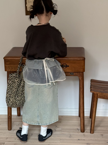 Детска пола в корейски стил, памук 70%, каре модел, неравен подгъв, за момичета 8+ години, пролет 2025