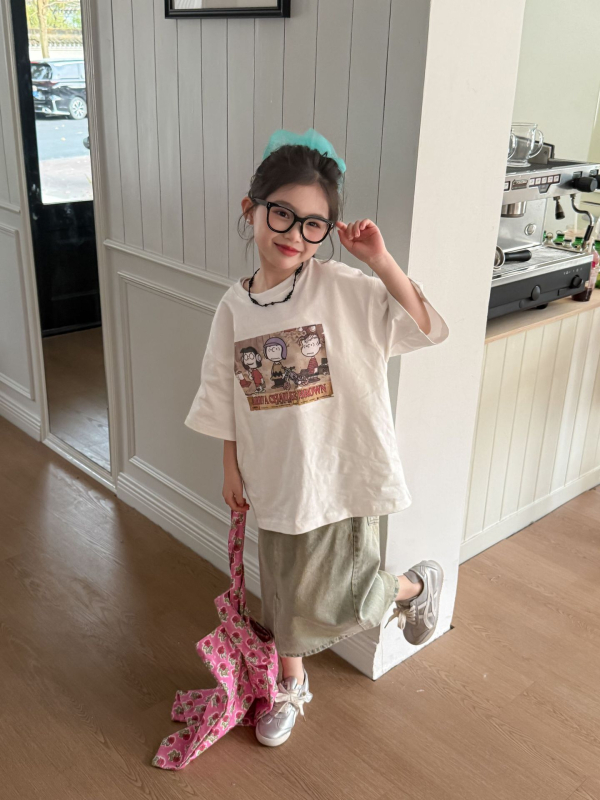 Детска пола в корейски стил, памук 70%, каре модел, неравен подгъв, за момичета 8+ години, пролет 2025