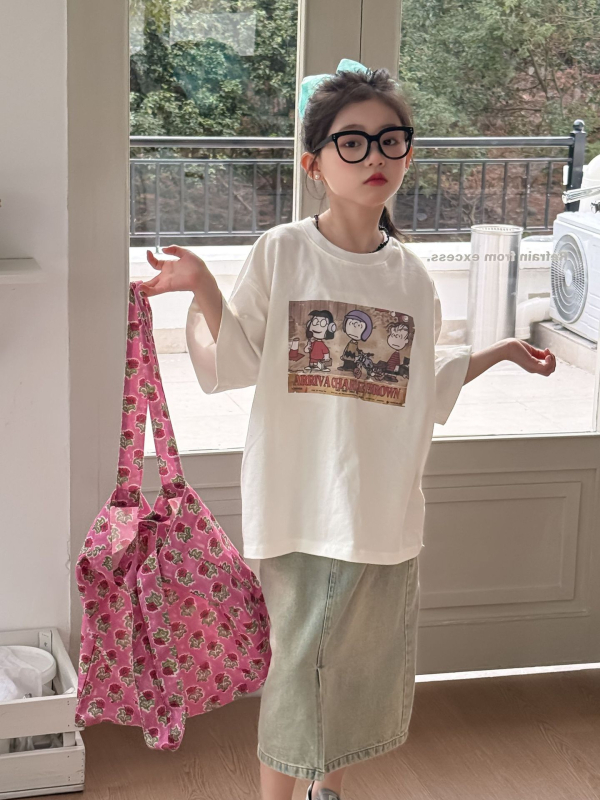 Детска пола в корейски стил, памук 70%, каре модел, неравен подгъв, за момичета 8+ години, пролет 2025