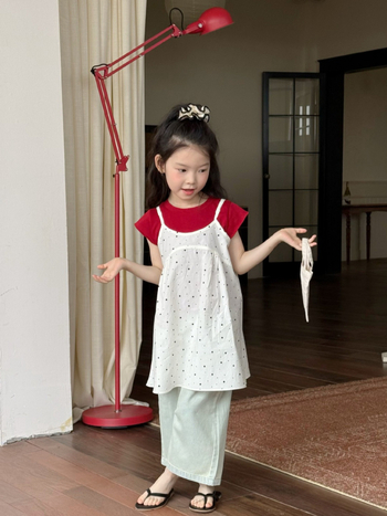 Dječja suknja s trakama u korejskom stilu, pamuk s točkicama, 80% pamuk, 3–8 godina