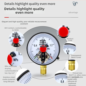 Elektrinis kontaktinis slėgio matuoklis YXC100, srieginis prijungimas, tikslumas 1.6, darbinė temperatūra -40 °C iki 70 °C