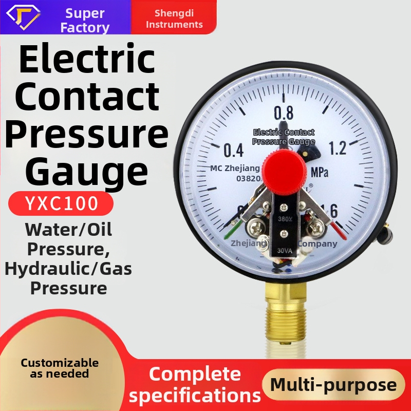 Elektrinis kontaktinis slėgio matuoklis YXC100, srieginis prijungimas, tikslumas 1.6, darbinė temperatūra -40 °C iki 70 °C