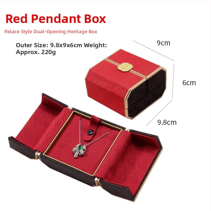 Ķīniešu stilā rotaslietu displeja kastīte ar dubultu displeju, plastmasas kastīte + PU āda, rotaslietu iepakojums