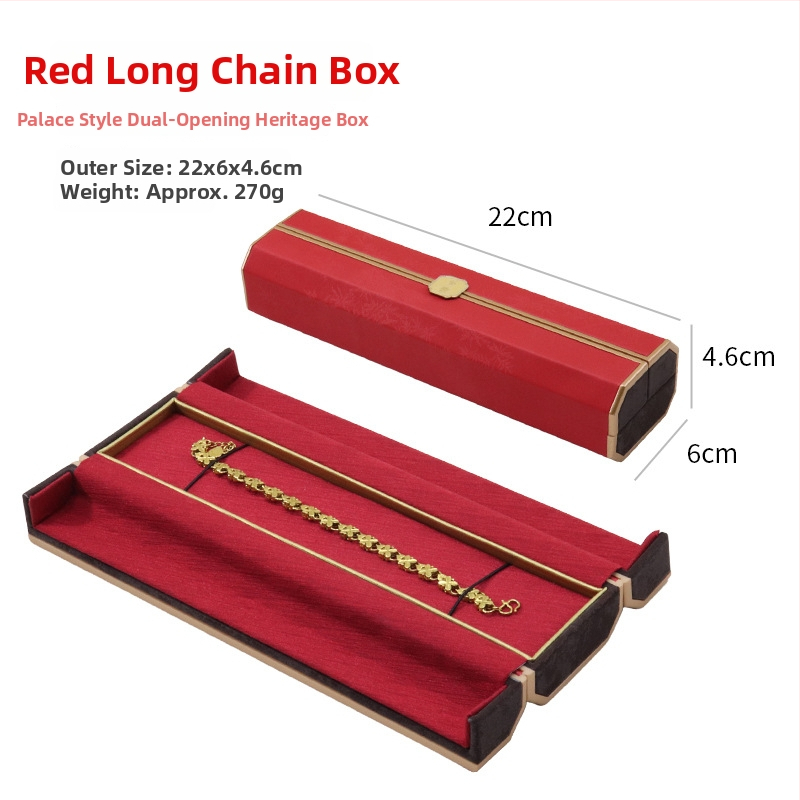 Ķīniešu stilā rotaslietu displeja kastīte ar dubultu displeju, plastmasas kastīte + PU āda, rotaslietu iepakojums