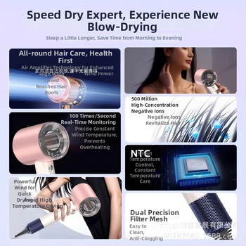 Matu fēns ar brushless motoru, 1600W, 220V, negatīvi joni, karsts un auksts gaiss
