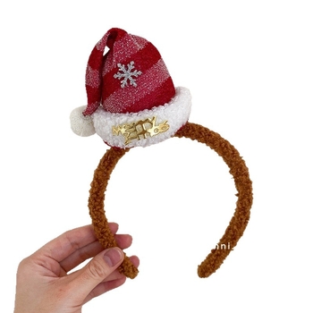 Vaikų galvos juosta su meškiuko dizainu ir šilko gėlėmis (Prekės ženklas: Fupo; Medžiaga: Šilko gėlės; Šventė: Kalėdos)