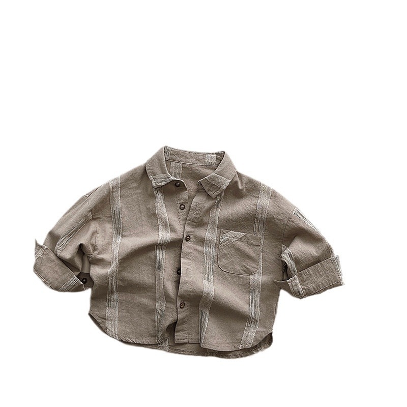 Cămașă-cardigan din bumbac 100% pentru copii, stil coreean, guler rever, mâneci lungi, 3–8 ani